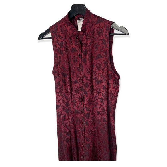 Vintage 90s Knapp Studio Cheongsam Satin Full Length Dress Medium - Picture 2 of 12